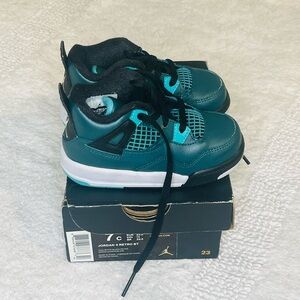 Jordan 4 Retro BT Toddler Teal Black Sneakers Size 7C Authentic